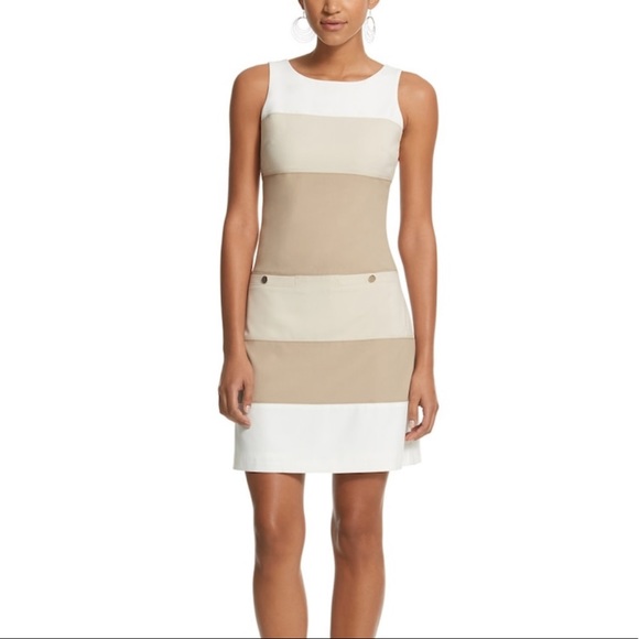 Whbm Sleeveless Colorblock Shift Dress 